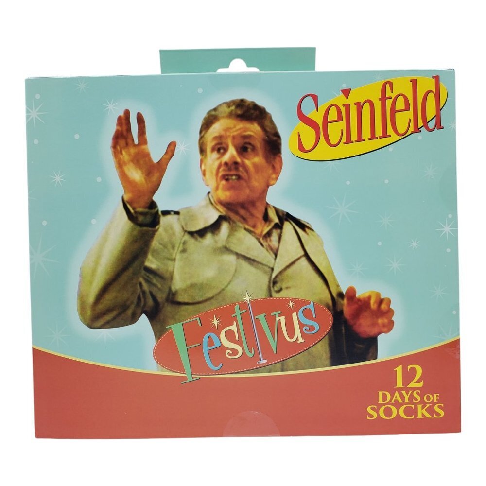 Seinfeld Festivus Advent Socks Gift Box 12 Pairs Adult Size 6-12 Crew‎ & Low Cut